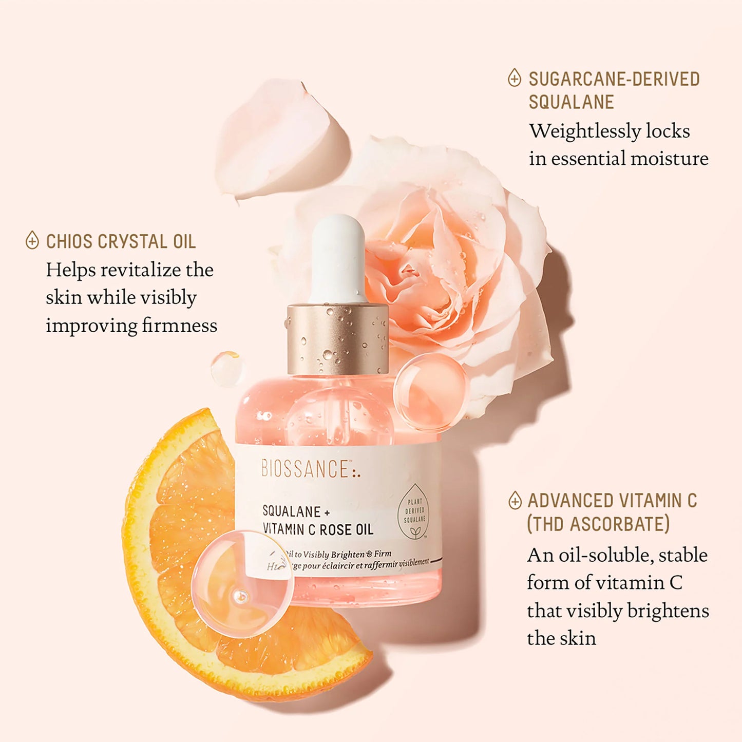 Biossance Squalane And Vitamin C Rose Oil -30ml