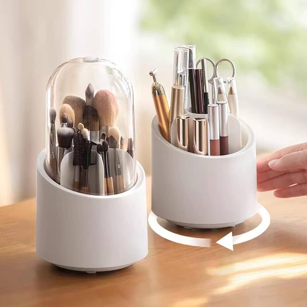 360 Degree Rotating Makeup Brush Cosmetic Storage Box Organizer