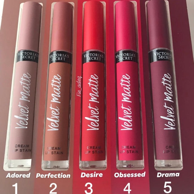 Victoria's Secret Velvet Matte Cream Lip Stain – Set Of 5 Long-Lasting Liquid Lipsticks