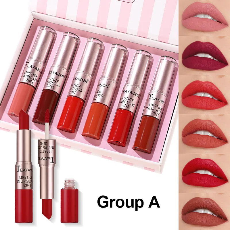 TEAYASON Matte 2in1 Lip Gloss & Lipstick Set (Pack of 6)