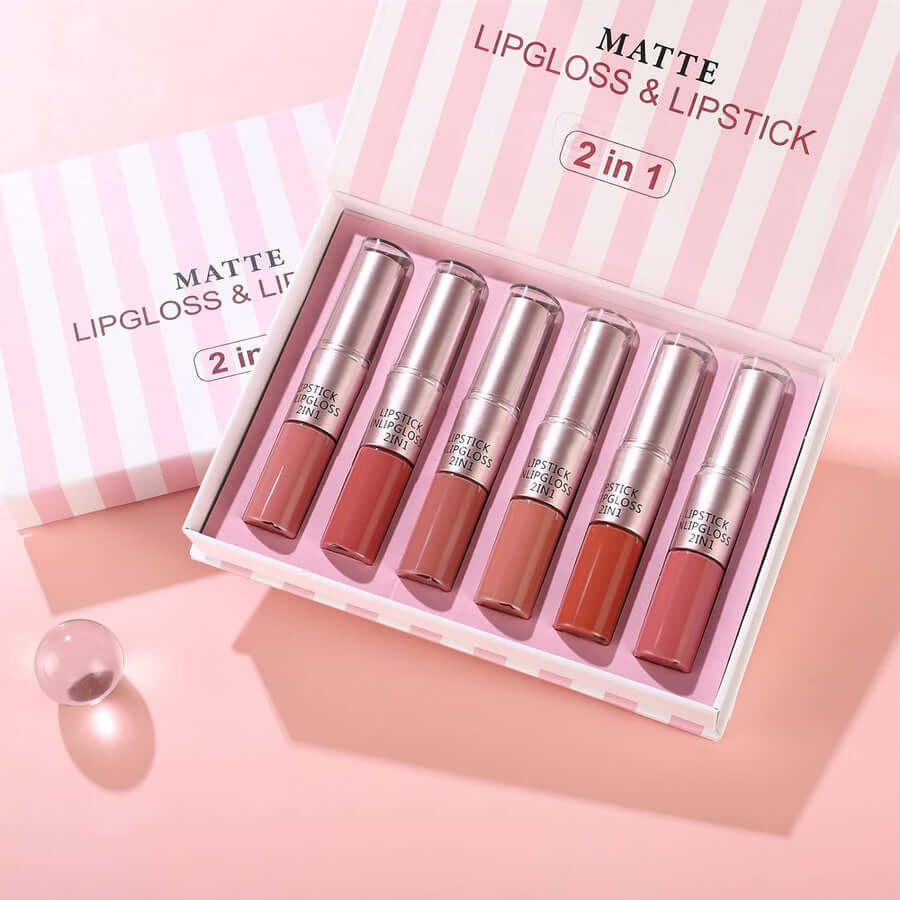 TEAYASON Matte 2in1 Lip Gloss & Lipstick Set (Pack of 6)