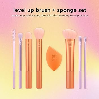 Real Techniques Level Up Brush And Sponge Set – 6-Piece Kit For Flawless Makeup Application