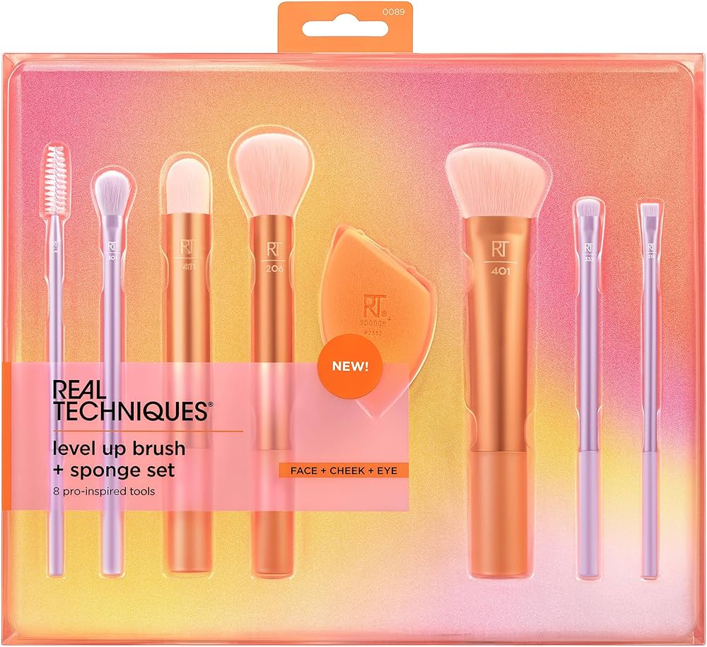 Real Techniques Level Up Brush And Sponge Set – 6-Piece Kit For Flawless Makeup Application