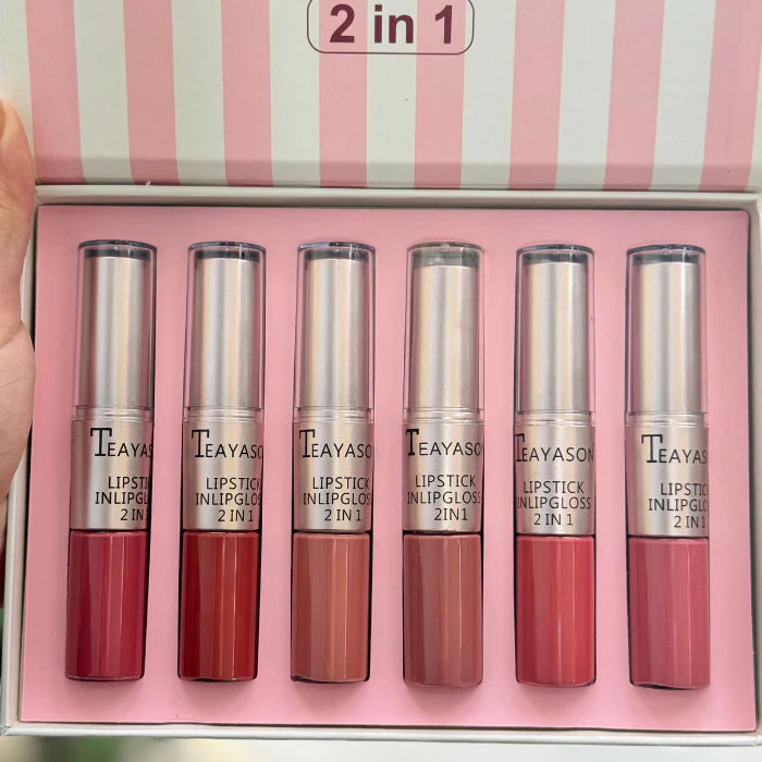 TEAYASON Matte 2in1 Lip Gloss & Lipstick Set (Pack of 6)