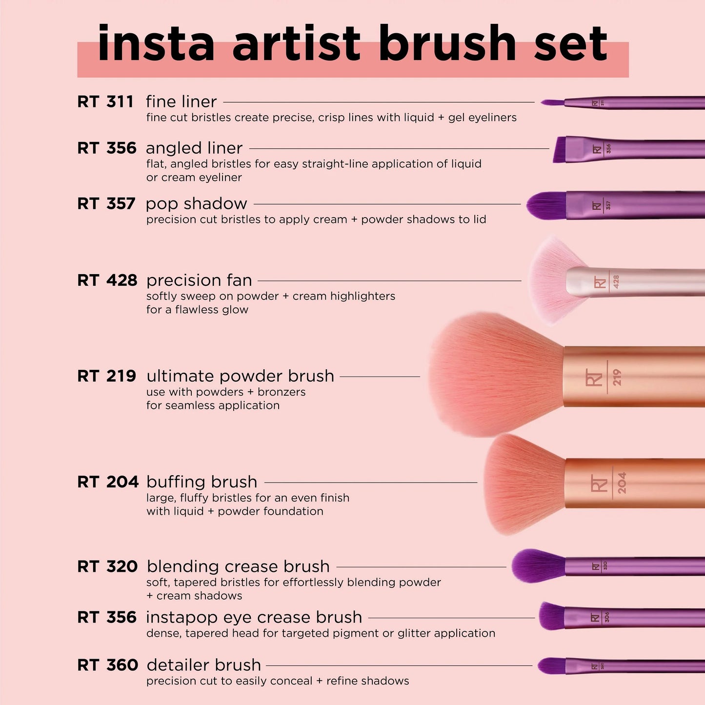 Real Techniques Insta Artist 9-Piece Brush Set | Pro Results