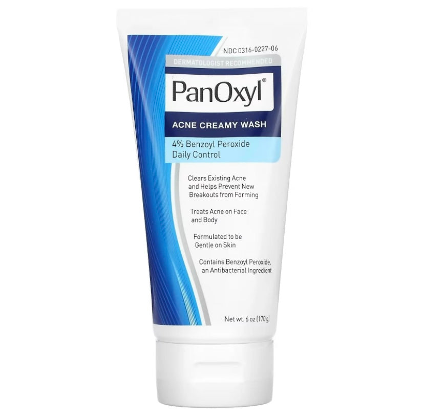 PanOxyl Acne Creamy Wash 4% Benzoyl Peroxide - Daily Control Cleanser 170g