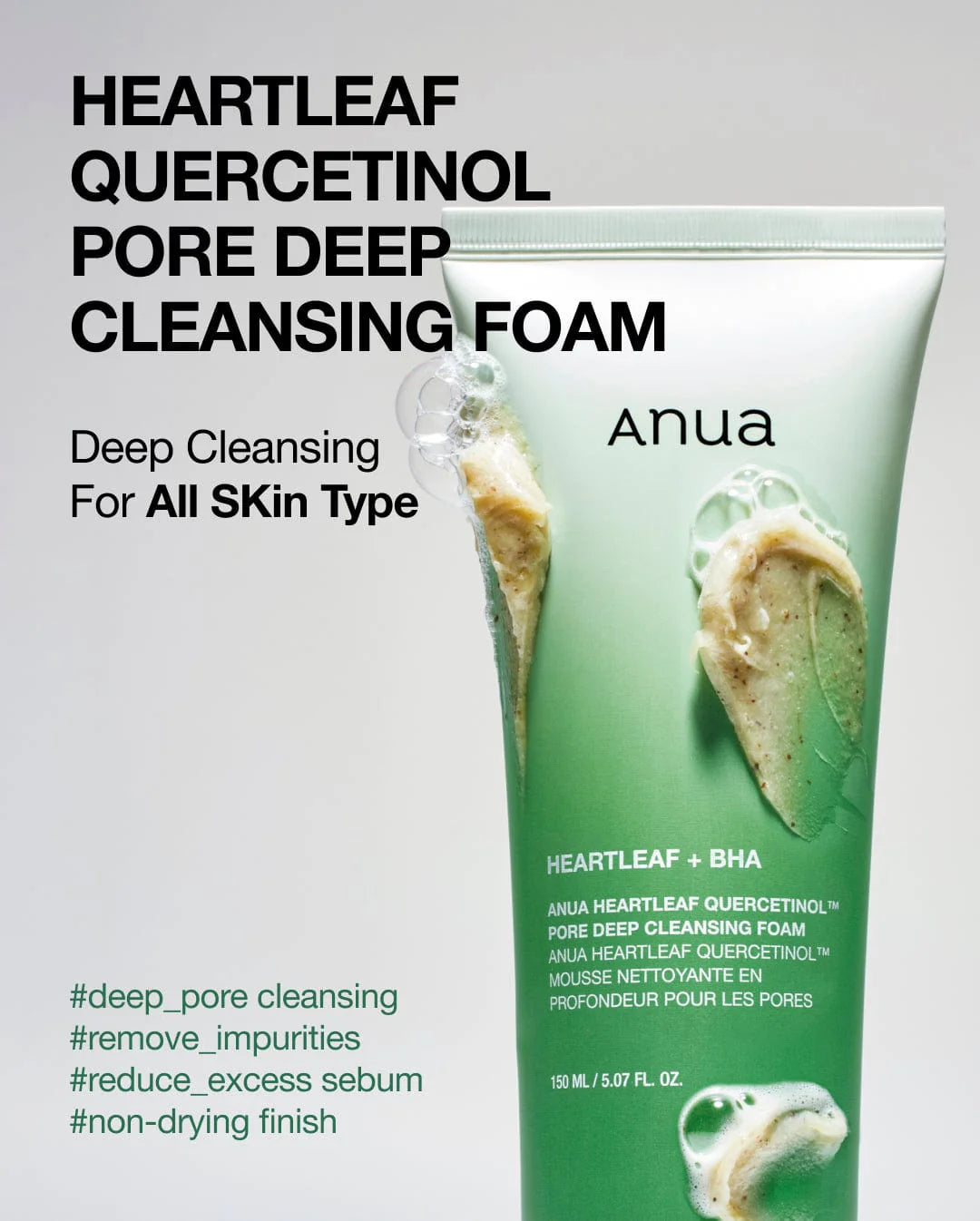 Anua Heartleaf + BHA Quercetinol Pore Deep Cleansing Foam -150ml