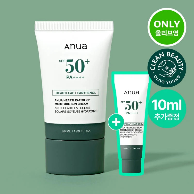 Anua Heartleaf Silky Moisture Sun Cream SPF50+ PA++++ – 50mL + 10mL Special Set
