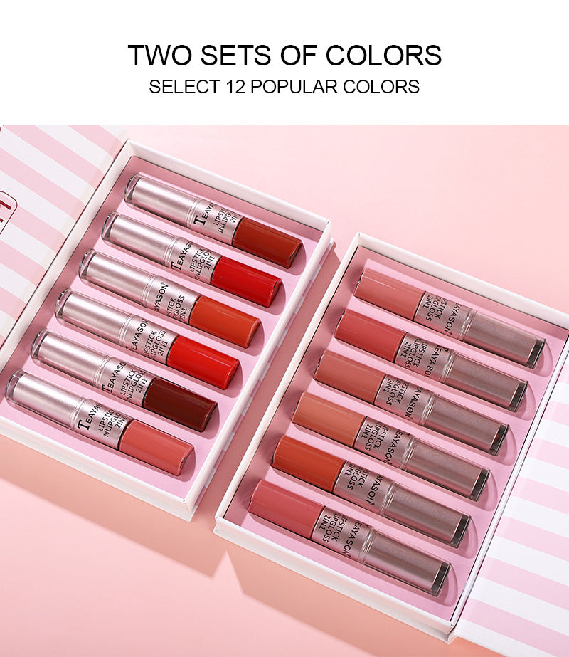 TEAYASON Matte 2in1 Lip Gloss & Lipstick Set (Pack of 6)