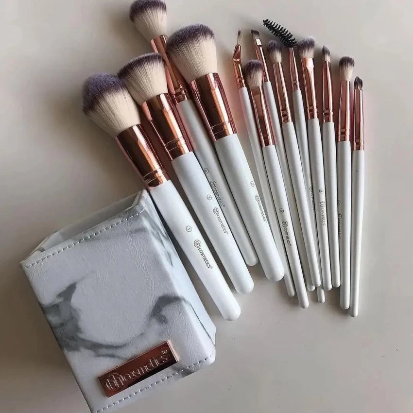 BH Cosmetics Signature Marble & Makeup Brush Set with Holder (13 Pcs)