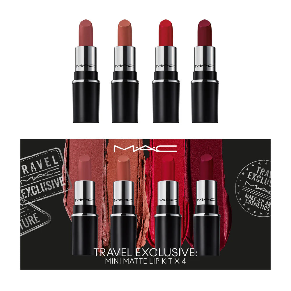 MAC Travel Exclusive Lipstick 4-In-1 Set – Mini Matte & Satin Lipsticks Collection