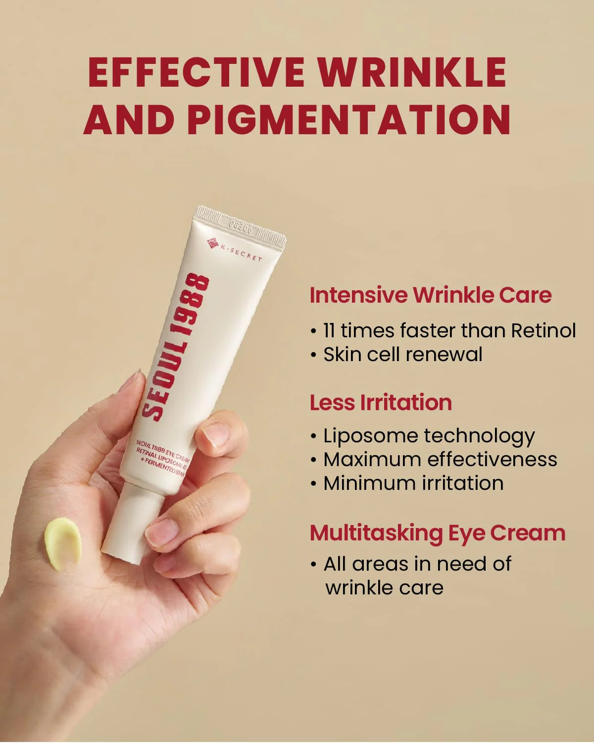 K-Secret Seoul 1988 Eye Cream With Retinal Liposome 4% + Fermented Bean – Anti-Aging & Brightening Eye Treatment 30ml