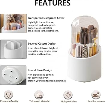 360 Degree Rotating Makeup Brush Cosmetic Storage Box Organizer
