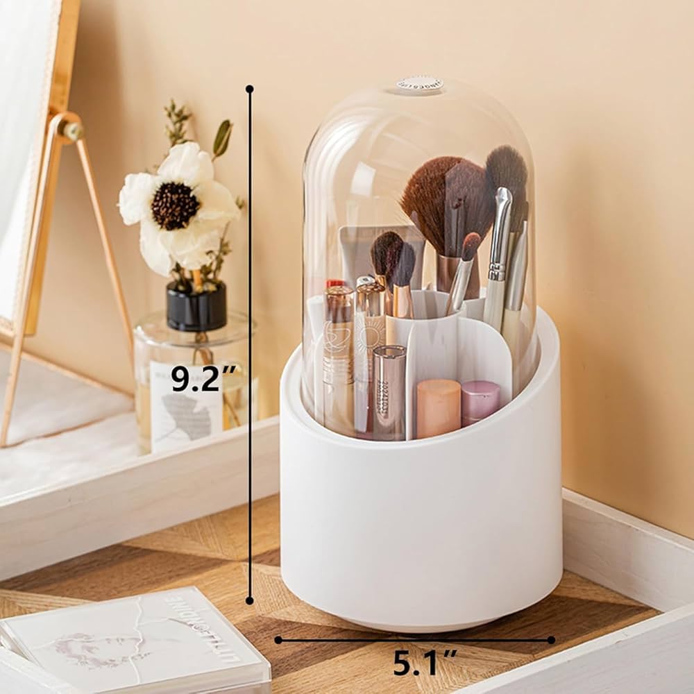 360 Degree Rotating Makeup Brush Cosmetic Storage Box Organizer