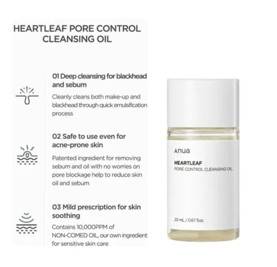 Anua Pore Control Cleansing Oil 20ml – Deep Cleansing, Pore Care & Oil Control For Clear Skin