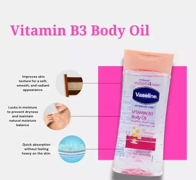 Vaseline Intensive Care Vitamin B3 Body Oil Healthy Even Tone -200ml