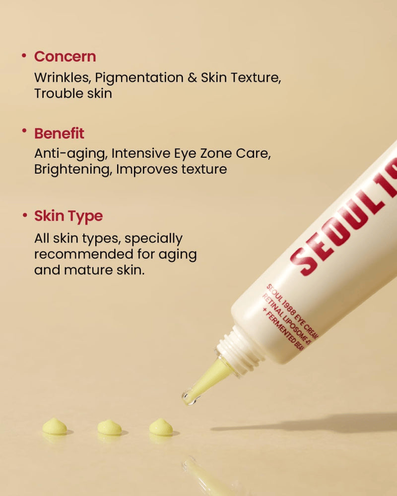 K-Secret Seoul 1988 Eye Cream With Retinal Liposome 4% + Fermented Bean – Anti-Aging & Brightening Eye Treatment 30ml
