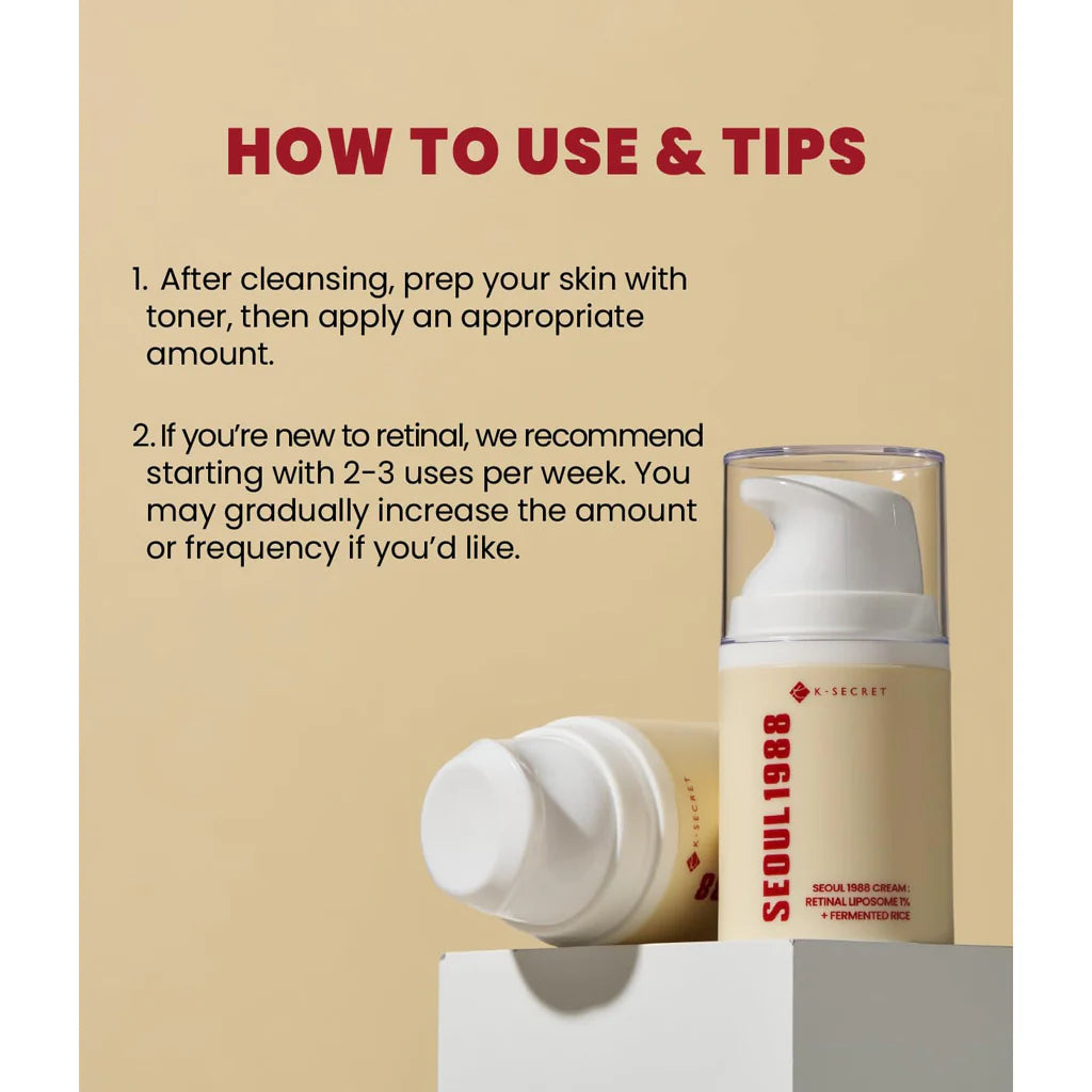 K-Secret Seoul 1988 Cream | Retinal Liposome 1% + Fermented Rice – 50ml Anti-Aging Moisturizer