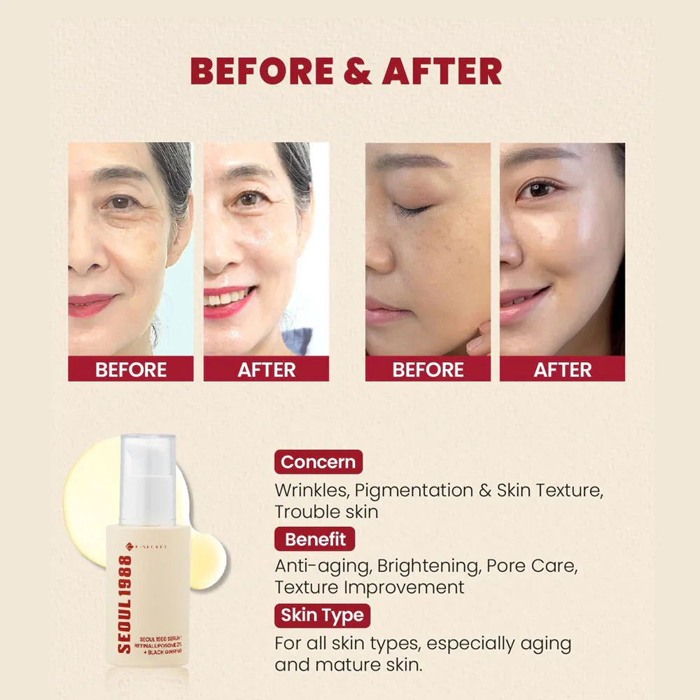 K-Secret Seoul 1988 Retinal Liposome 2% + Black Ginseng Serum -30ml